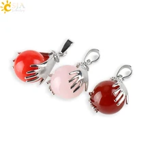 CSJA натуральный тигровый глаз лазурит Argenon круглая подвеска с бусинами из камней для ожерелья обе руки мяч для женщин Исцеление ювелирные изделия E451