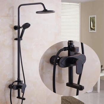 

Space aluminum Bathroom Shower System Black Bathroom Shower Faucet Handshower Rainfall shower head