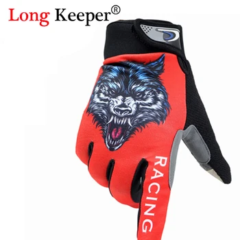 

2016 New Mens Full Finger Gloves Gym Sport Kiss Screen Gloves for Men Women Animal Wolf Pattern Fitness Work Out guantes M1291