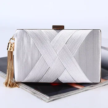 

LS8354 New fashion pure manual Tassel Pendant Evening bag large capacity Shoulder Bag Women Silk Handbag
