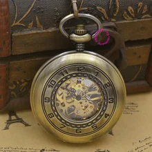 men Mechanical Pocket Watch arabic man fob watches steampunk bronze roman antique vintage retro Stylish hand Wind good quality