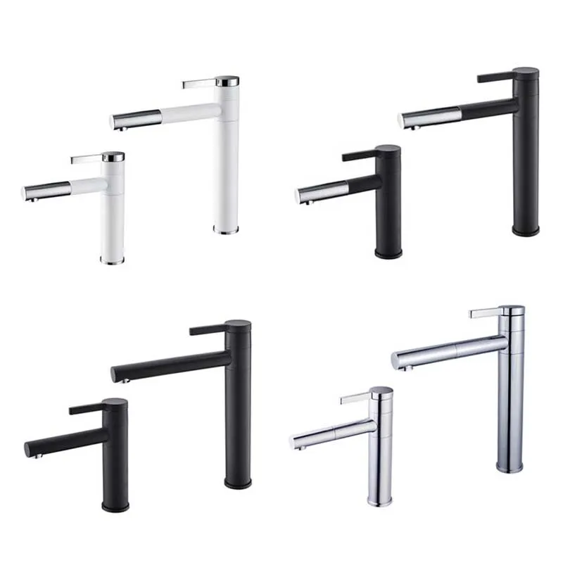 Kaufen Schwarz Farbe Qualität Messing Becken Wasserhahn Doppel Position Drehbare Badezimmer Wasserhahn Hot   Cold Weiß Mixer Wasserhahn Hohen   kurze