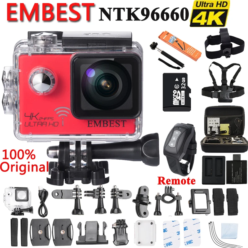 

EMBEST EM81RT / EM61R Ultra HD 4K 24fps Sports Action Camera Touch Screen Waterproof WiFi Remote Built in Gyro Night Vision