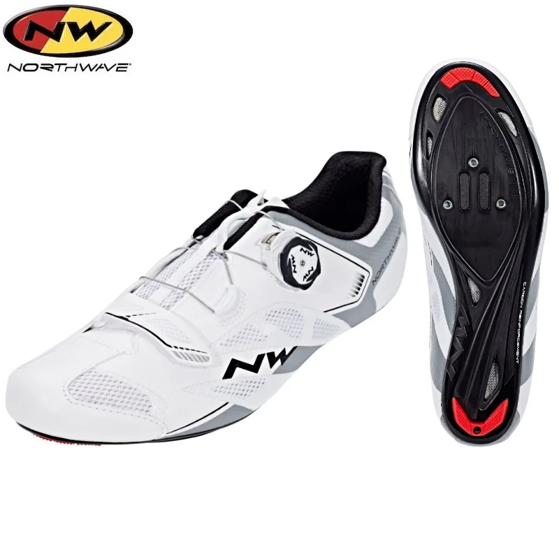 Northwave Sonic 2 Plus шоссейные велосипедные ботинки SPD SL Vent CarbonNW Lock Shose NW - Цвет: White-Gray