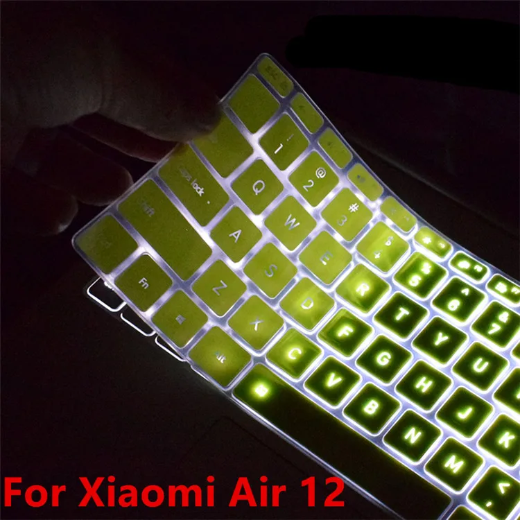 Цветная прозрачная силиконовая клавиатура для Xiaomi Air 12,5 13,3, Водонепроницаемая клавиатура для ноутбука Xiaomi Air 12, 13 дюймов - Цвет: Green 12 inch