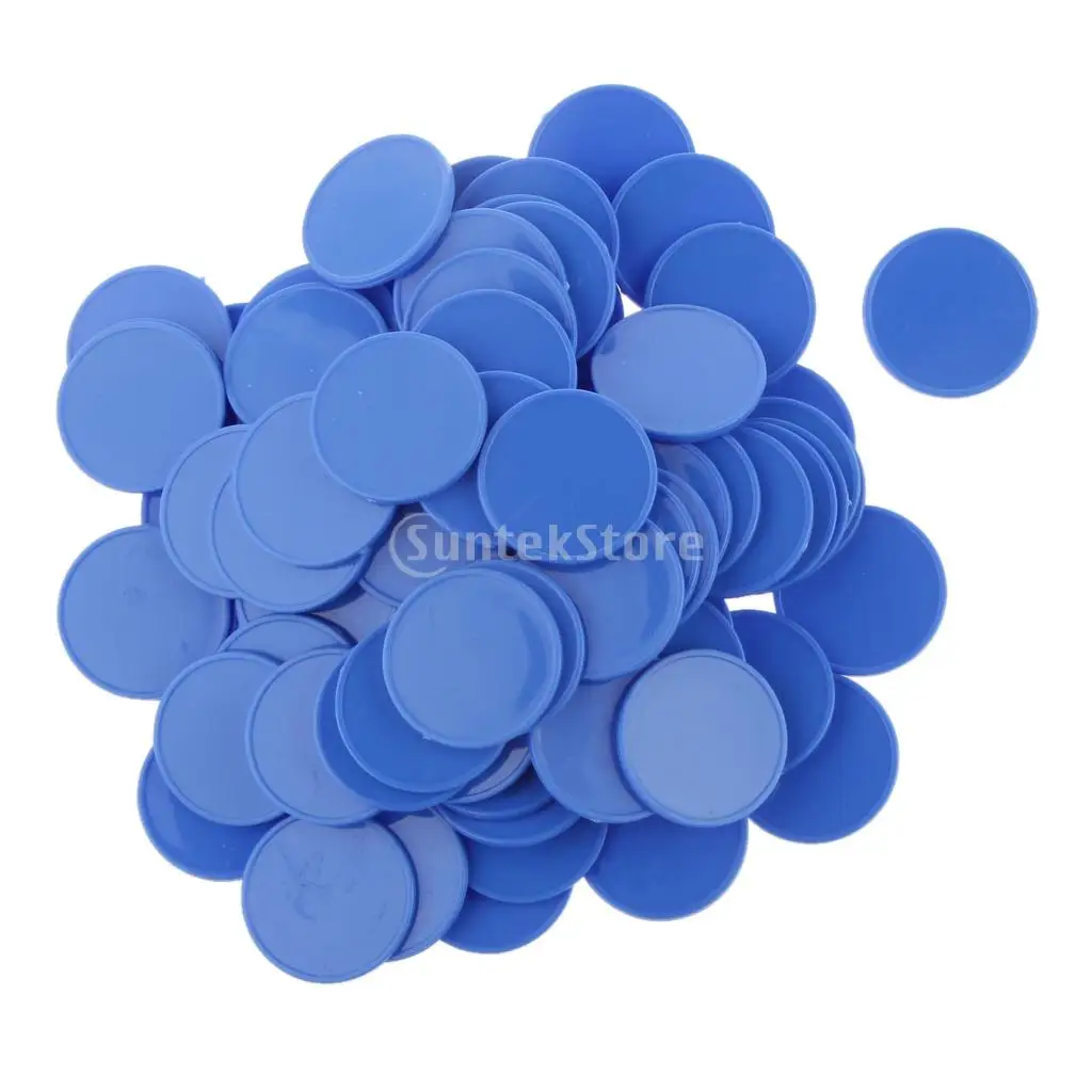 100 Pieces Plastic Poker Chips Bingo Markers Token Toys for Party Casino Board Game Accessory