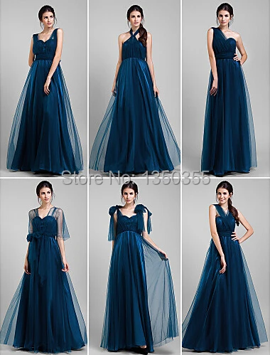 Stylish Royal Blue Tulle Bridesmaid Dress Convertible For Stylish Royal Blue Tulle Bridesmaid Dress Convertible For Wedding Party With Bow Free