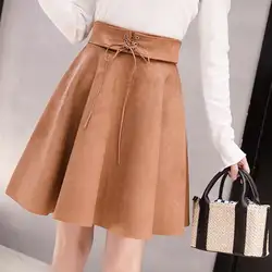 Осень Зима замшевая юбка для женщин Harajuku тонкий Винтаж Faldas высокая Талия плиссированная элегантный длинная юбка в пайетках Femme Saia Q1090