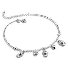 Solid genuine 925 sterling silver bell lady s anklet