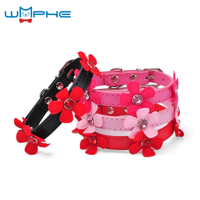 Fashion Five Petal Cloth Flower Pet Collar Floral Diamond Chain Collar