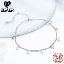 BISAER, 925 пробы, серебряная цепочка, простая, Геометрическая, CZ, Femme, браслеты, браслеты для женщин, Pulseira, серебро, 925, ювелирное изделие, ECB103