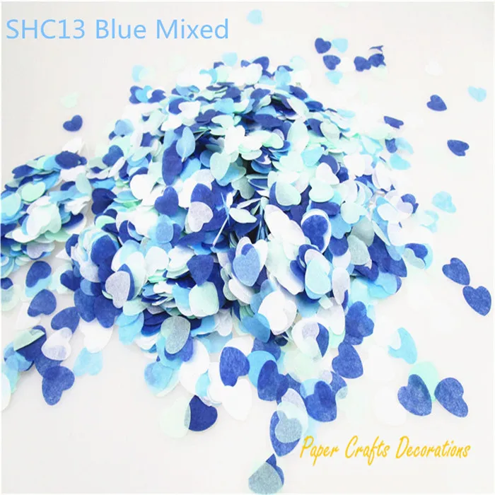 

1.5cm 10g(1000pcs)Blue Mixed Tissue Paper Heart Shape Confetti Wedding Throwing Ball Filling Party Table Scatter Decorations
