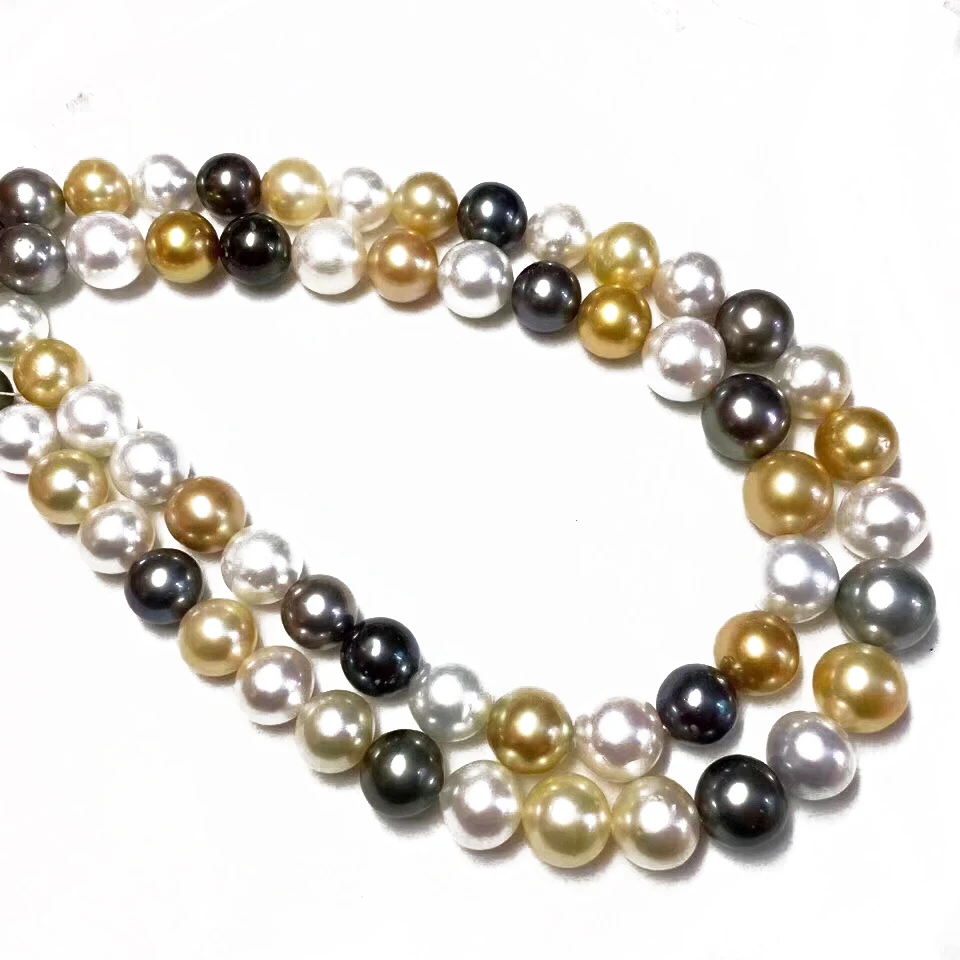 MADALENA SARARA 9-11mm 바닷물 진주 목걸이 남서 아코 야 진주 구슬 초커 여성 목걸이 귀여운 3 색 혼합