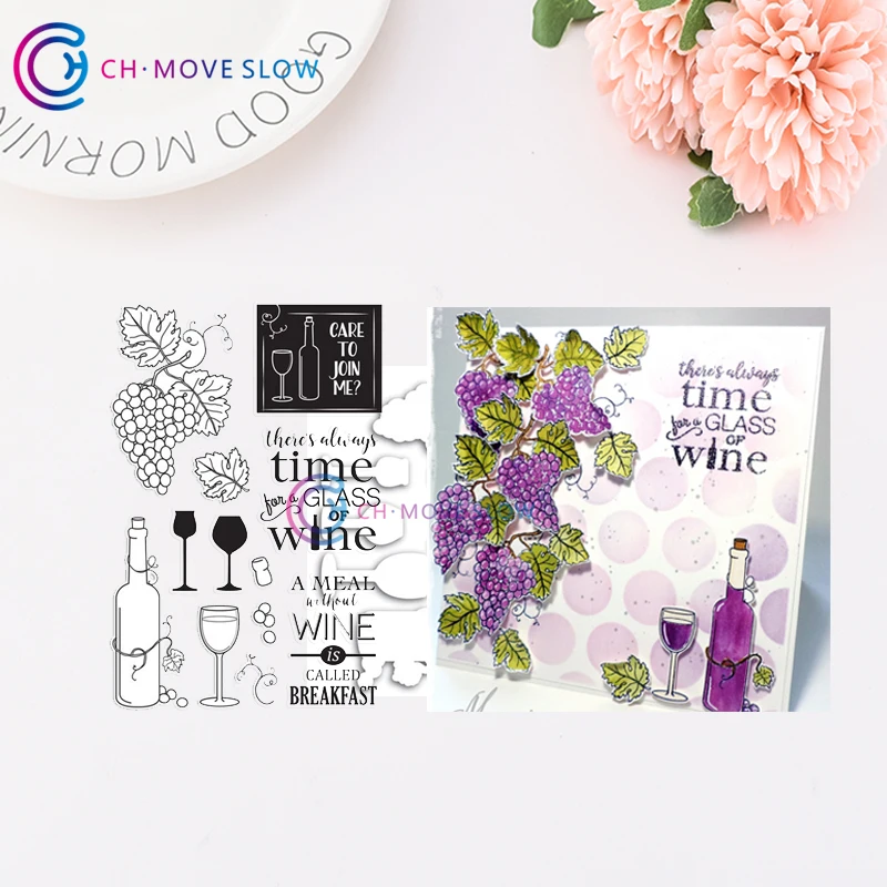 

CH TIME FOR WINE Metal Cutting Dies and stamps DIY Scrapbooking Card Stencil Paper Cards Album Decoration Paper Cards Decorate