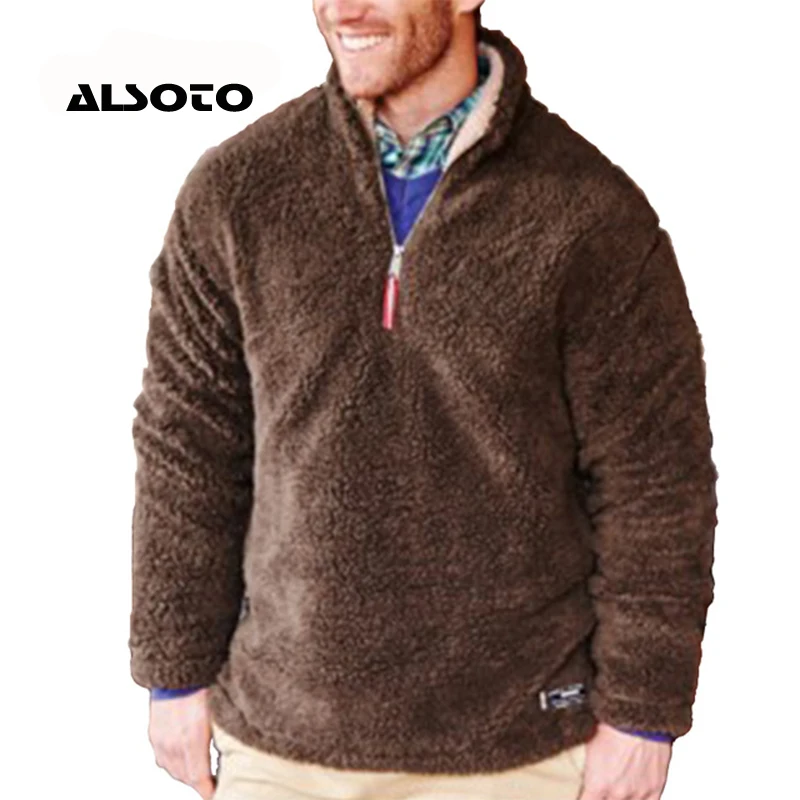 ALSOTO Fashion hoodies men Solid Color Winter Warm Pullover Sweatshirt Men Loose Short Fleece Vintage Zipper Sweatshirt ALSOTO Fashion hoodies men Solid Color Winter Warm Pullover Sweatshirt Men Loose Short Fleece Vintage Zipper Sweatshirt