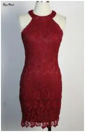 Сексуальное Настоящее фото, винтажное прямое высококачественное мини-платье без рукавов, кружевное женское коктейльное платье - Цвет: As Picture Red