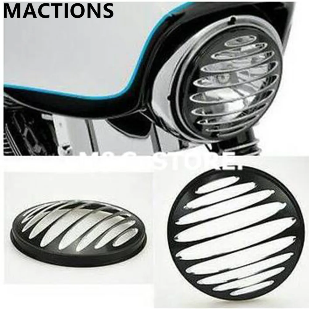 Black 7 inch CNC Custom Headlight Grill Cover Aluminum Fits For Harley