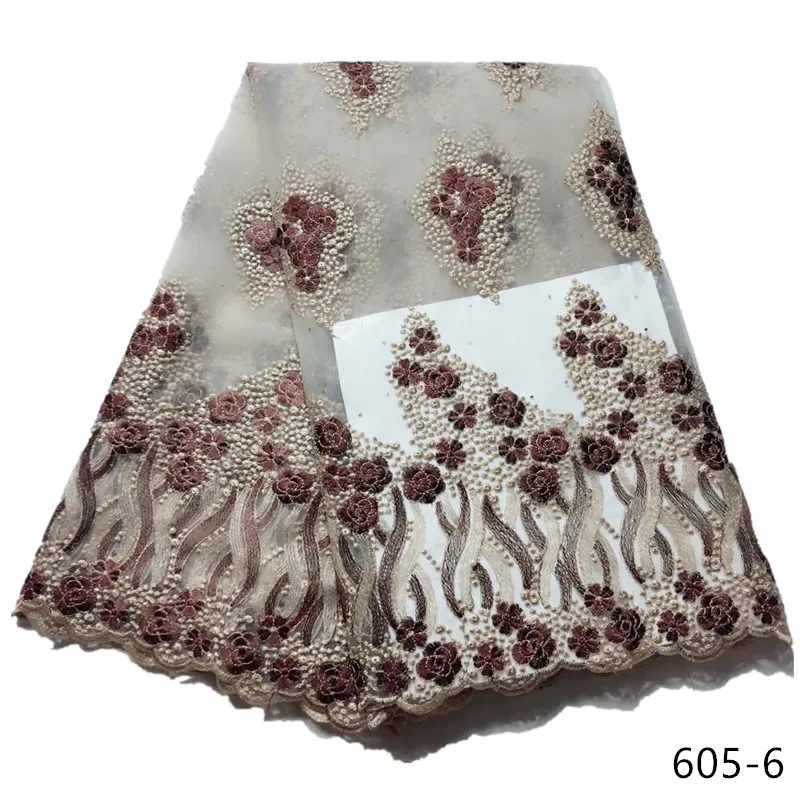 

Rice White Nigerian French Lace Fabrics 2019 African Tulle Lace Fabric High Quality African Lace Wedding Fabric For Dress 605