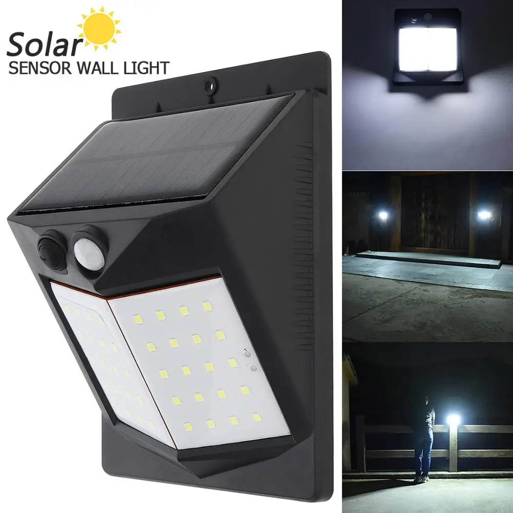 2X 40LED Solar Wall Gutter Light Sensor Garden Outdoor Security Waterproof Lamp 