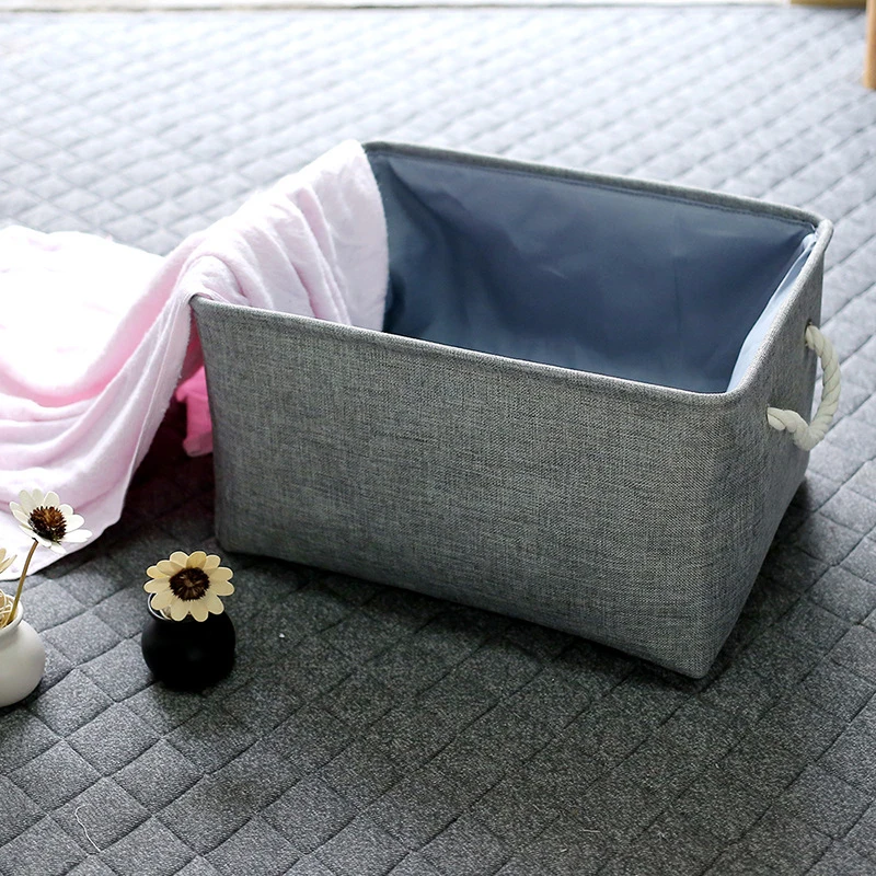 

Linen Organizer Storage Basket Draw Canvas Basket Decorative Fabric Storage Bin for Toy Clothes Storage Baby Basket Organizer