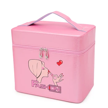 

2019 Hot Put on Lipstick Pattern Travel Cosmetic Cases Large Capacity Portable Make Up Pouch 4 size Women's Beauty Organizer Bag