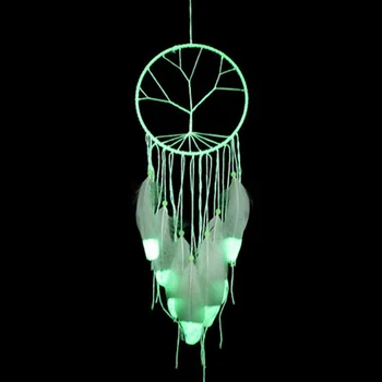 

16*60CM big Tree of Life florescent light Dreamcatcher Wind Chimes Indian Style Campanula Feather Pendant dream Catcher Gift