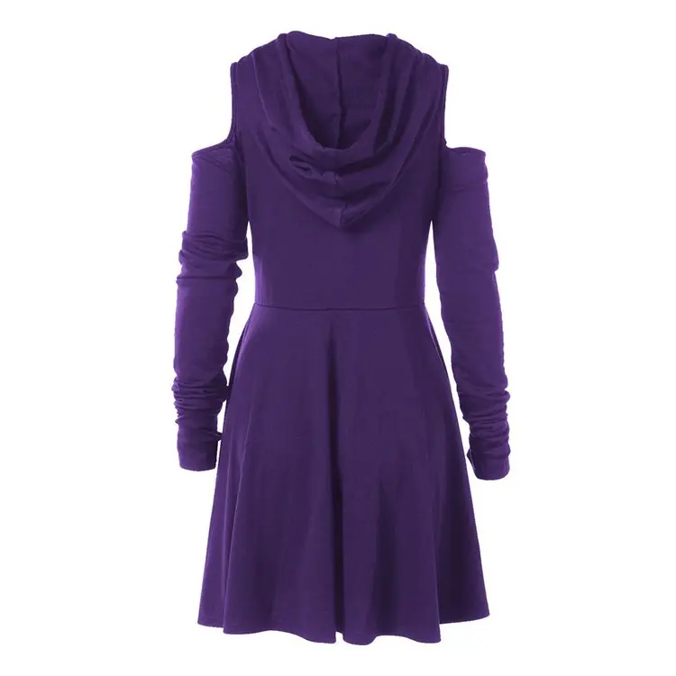 Robe punk gothique plissée à capuche pour femme Robe punk gothique plissée à capuche pour femme