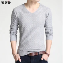 Wiivip однотонные Цвет пуловер Для мужчин свитер с v-образной горловиной Для мужчин рубашка с длинными рукавами Для мужчин s шерстяные свитеры Повседневные платья брендовые кашемировые т YW003