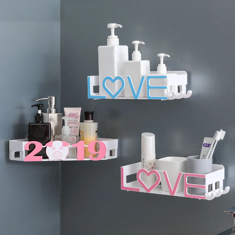 

Bathroom Shelf Kitchen Finishing Rack Free Punching Plastic 2019 HOME LOVE Creative Styling Storage Rack Bathroom Accessories