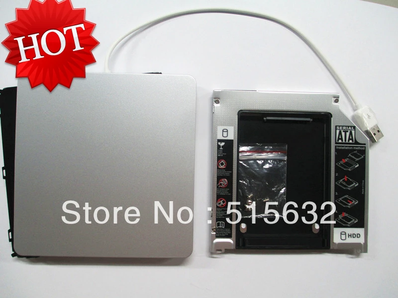 hard disk case 3.5 case for Apple Macbook Pro unibody 13" HDD SSD Optibay Adapter Caddy Kit USB DVD Case external hard drive case