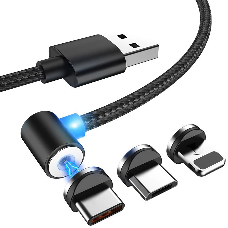 Магнитный светодиодный usb кабель для зарядки iPhone Lightning type-c Магнит Micro usb зарядное устройство нейлоновый материал для samsung Xiaomi huawei