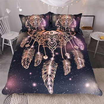 

Luxury Bedding Set King Queen Dreamcatcher Galaxy Golden Print Bohemian Bedclothes Duvet Cover Sets 1 Duvet Cover 2 Pillowcases