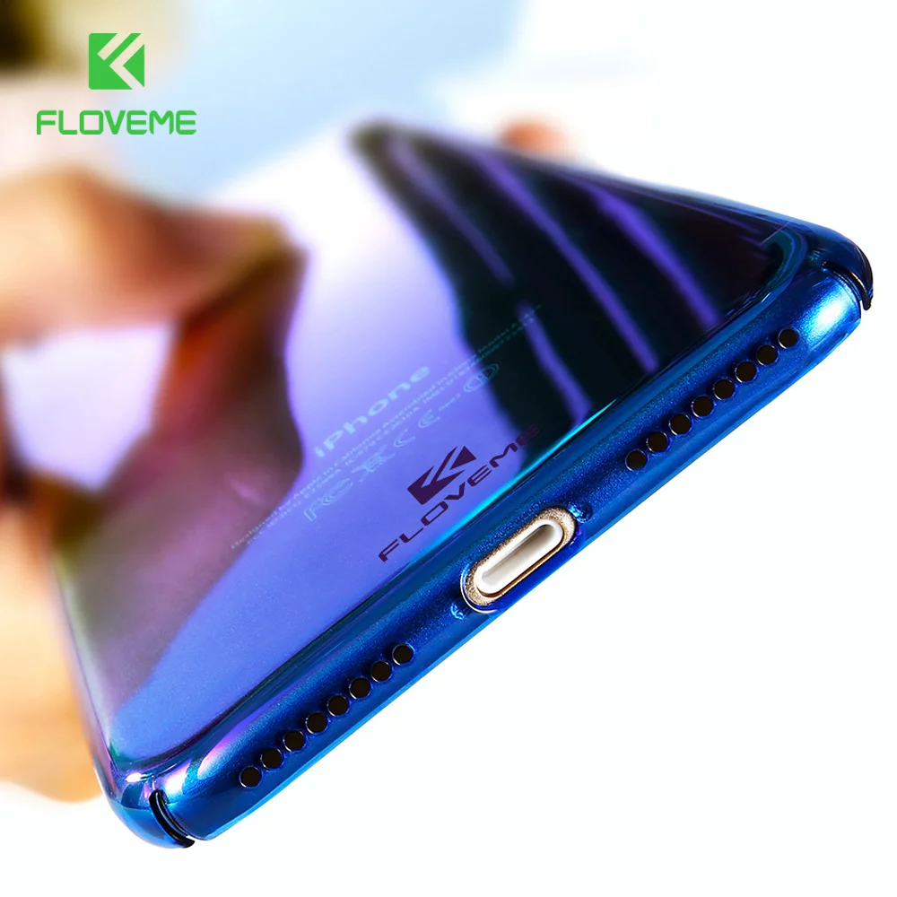 FLOVEME Blue Ray Phone Cases For iPhone 7 Plus Case Transparent Hard Protective Back Cover 8 Accessories |