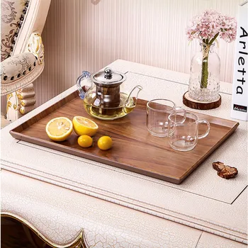

Plastic Food Serving Tray Storage Tray Imitation of Wood Grain Plate for Fruit Food Breakfast Storage Plate Organizer Tea Tray