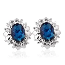 Женские стерлингового серебра 925 Серьги Овальная поперечная Шпильки 7x9 мм GP готовой E106