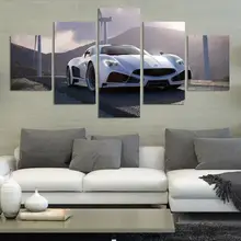 

2015 5 pcs Black and white living room modern minimalist car painting decorative mural paintings sofa Cheap picture on canvas