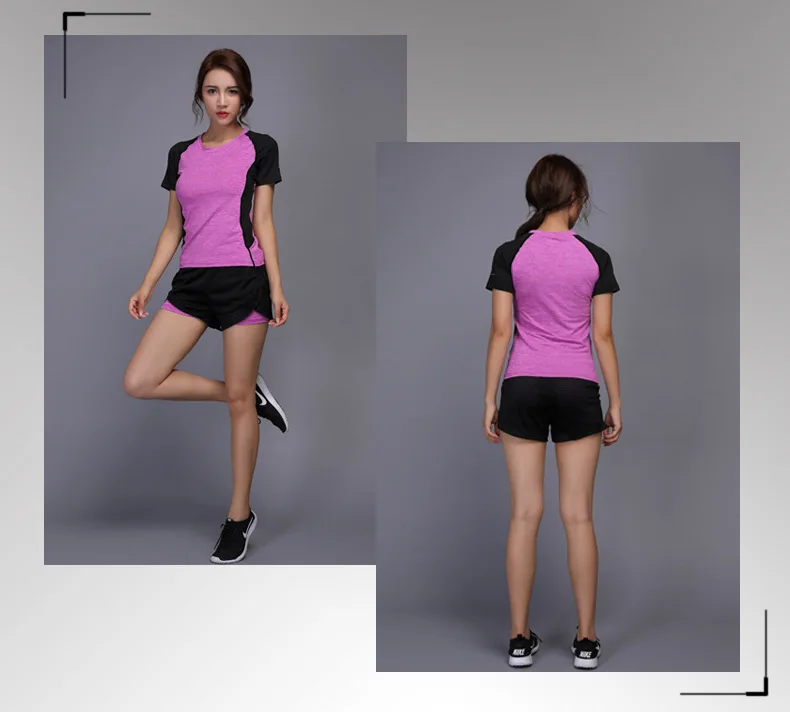 Комплект из 2 предметов для бега, женский дышащий спортивный костюм для йоги, трико для бега+ штаны, спортивные костюмы, спортивный комплект