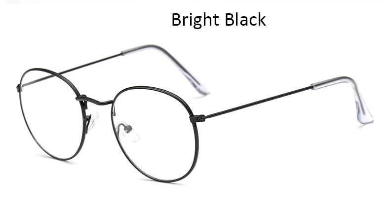 Bright Black Модная классическая оправа для очков, круглая Женская металлическая оправа, оптические очки, прозрачные компьютерные овальные очки, оправа для чтения - Цвет оправы: Bright Black