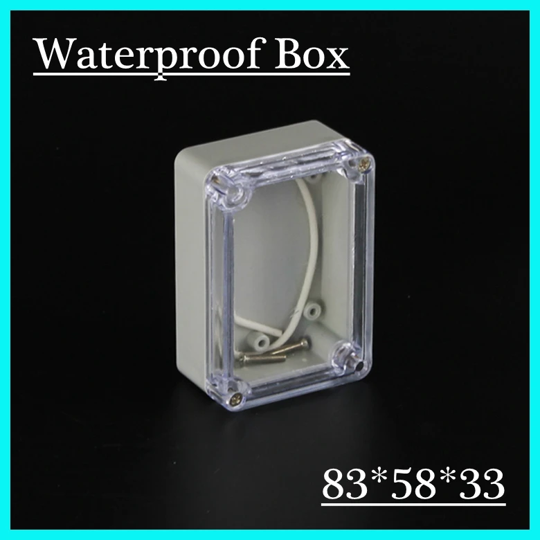 

(1 piece/lot) 83*58*33mm Clear ABS Plastic IP65 Waterproof Enclosure PVC Junction Box Electronic Project Instrument Case