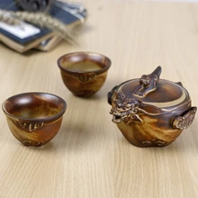 Грубая керамика длинный тенг Ху Юэ треснутые чашки чай кунгфу один чайник две чашки чайный набор легко носить с собой