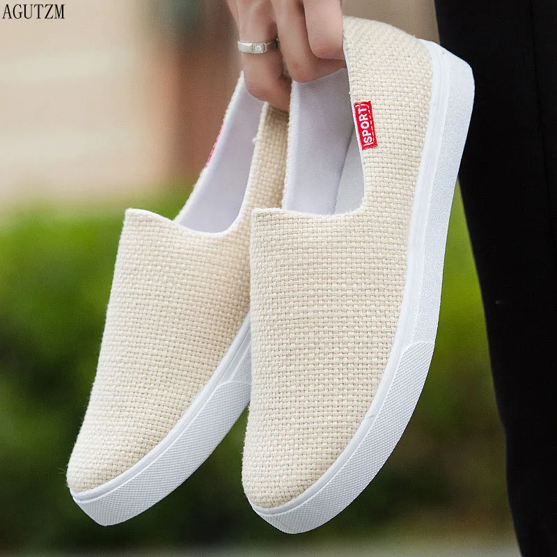 

AGUTZM Spring Men Hemp Shoes Espadrilles Designer Breathable Casual Boat Shoes Men Loafers Ultralight Lazy Shoes Beige Flats Z33