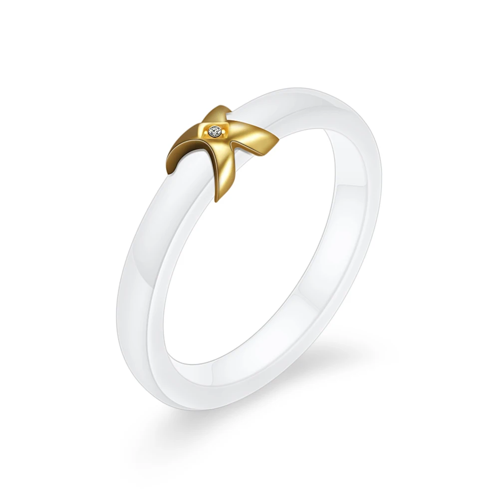 Золотого цвета X женское кольцо AAA CZ Кристалл белые керамические кольца обручальные кольца модные ювелирные изделия