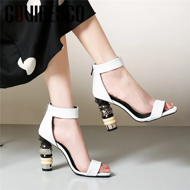 

COVIBESCO 2019 Summer Fashion Elegant Genuine Leather Patent Leather Women Thin Strap Sandals Super High Heels Party Shoes Woman