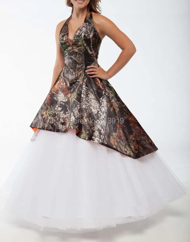 2 Piece Halter Mossy Oak Camo Wedding Dresses 2017 Camouflage