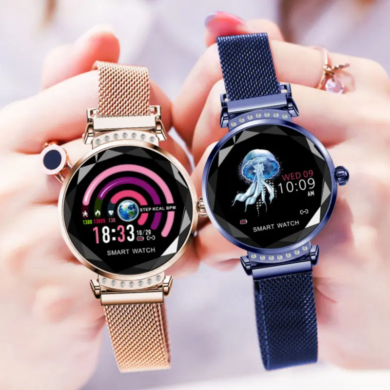  Newest Fashion H2 Smart Watch Women 3D Diamond Glass Heart Rate Blood Pressure Sleep Monitor Best G - 33036022258