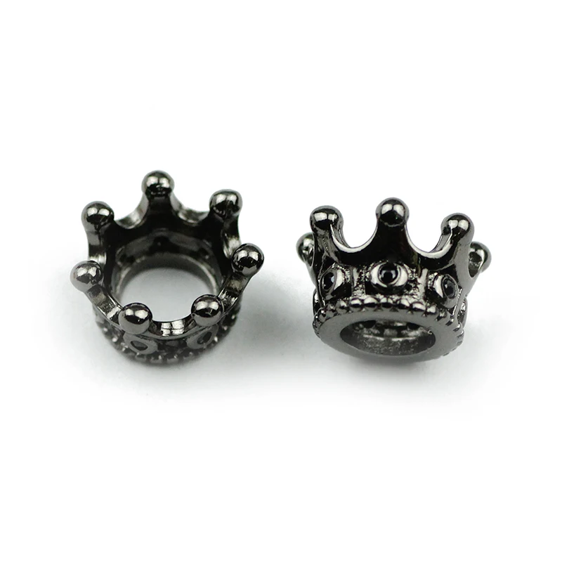 Gun black plated JHNBY, 4 шт., медные бусины-разделители в виде императорской короны 11*6 мм, винтажные золотые бусины-Подвески для изготовления браслетов своими руками - Цвет: Gun black plated