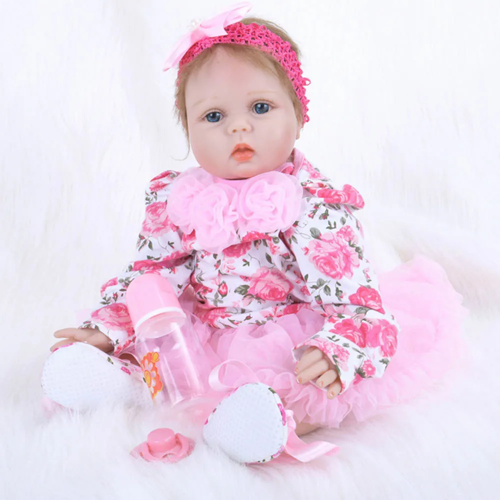 

22 inches Realistic Reborn Doll with Cloth Body Bebe Lifelike Silicone Newborn Baby Toy for Kids Birthday Xmas Gift