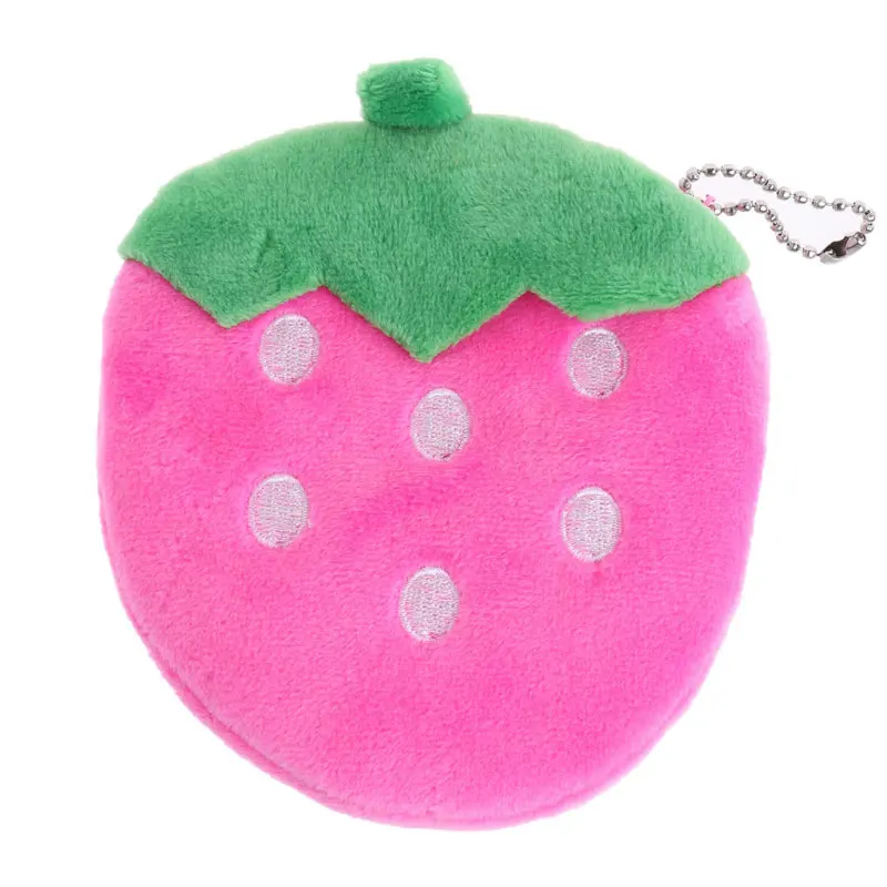 1 шт. милые Мультяшные фрукты ломтик плюшевый маленький кошелек для монет кошелек держатель для карт Детский плюшевый Кошелек - Color: strawberry