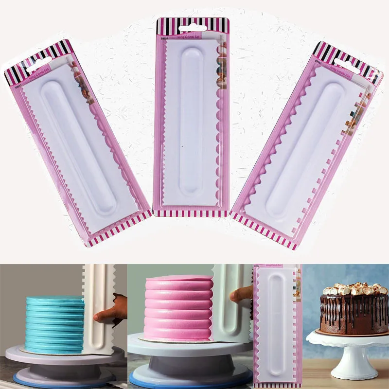 

1 Pcs Plastic Pastry Icing Comb Resuable Fondant Spatulas Cake Scraper Smoother DIY Kitchen Cake Decorating Tools Free Shipping