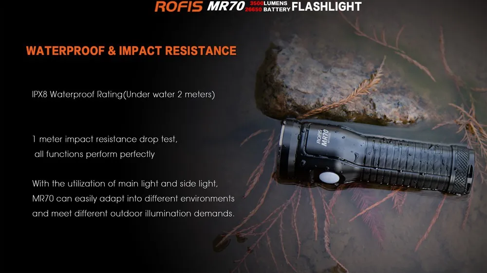 Rofis MR70 CREE XP-G2 нейтральный белый 3500 люмен micro-USB Перезаряжаемый СВЕТОДИОДНЫЙ фонарик